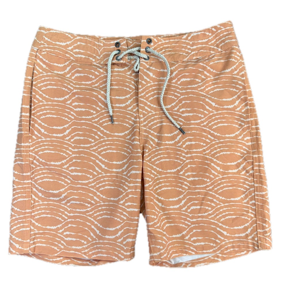 Faherty Classic Boardshort Mens 29 Orange Wave Dye MSU2200 Recycled Swim Trunks